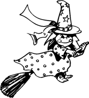A coloring page of witches